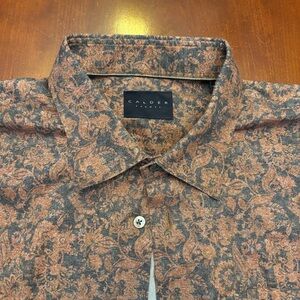 Calder Limited Edition Men's Size XXL Brown Blue Paisley Floral Shirt 1/150